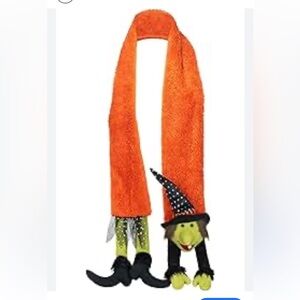GALLERIE WITCH WITH BOOTS HALLOWEEN SCARY WHIMSICAL POLYESTER SCARF O/S